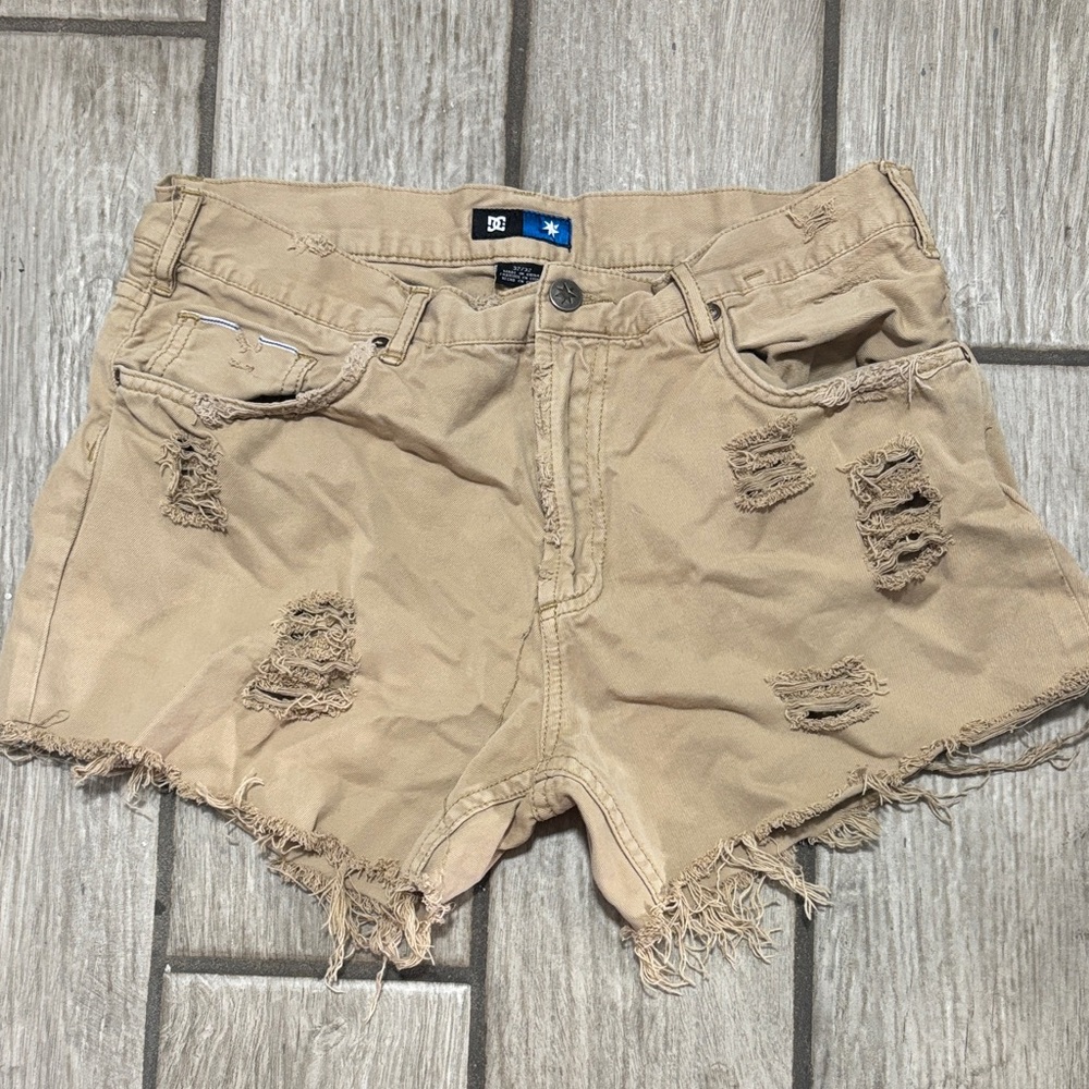 DC Women's Beige Distressed Jean Shorts